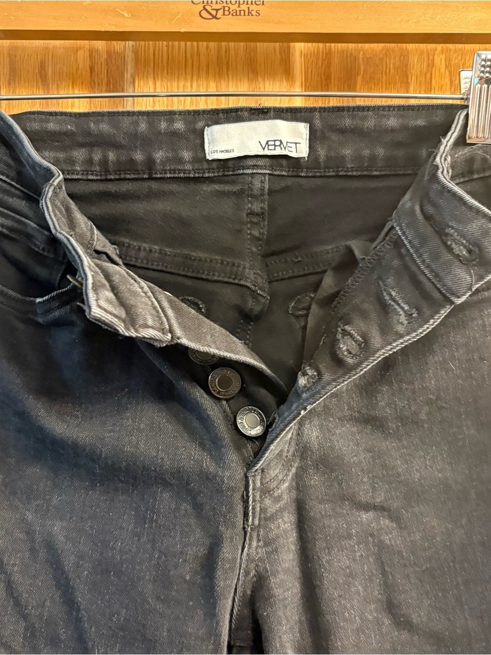Vervet Los Angeles Women's Button Fly Super Flared Jeans Black Size 27 Stretchy - Picture 7 of 9